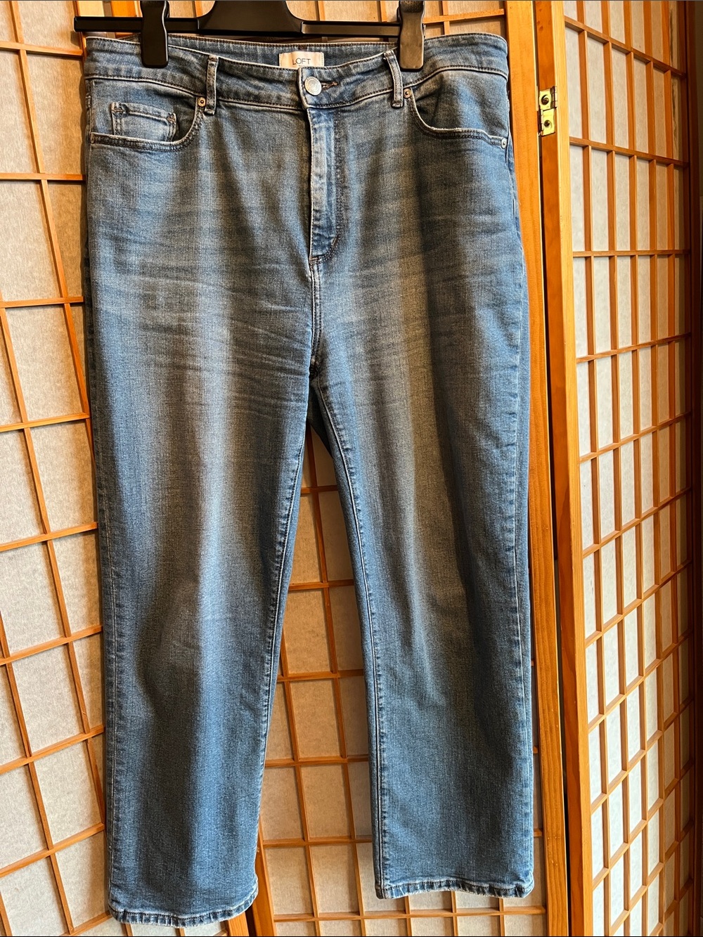 LOFT Medium Wash Classic Curvy high rise Straight Leg Jeans 12